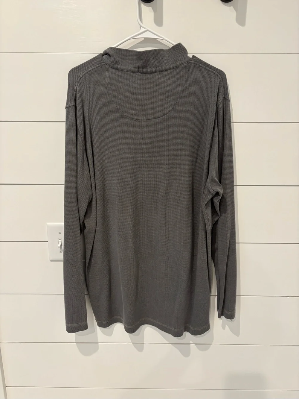 Peter Millar Gray Waffle-Knit Quarter-Zip Pullover Large